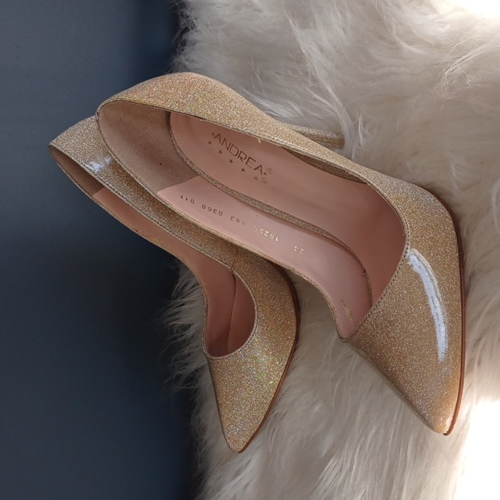 Andrea  gold sparkly   heels
